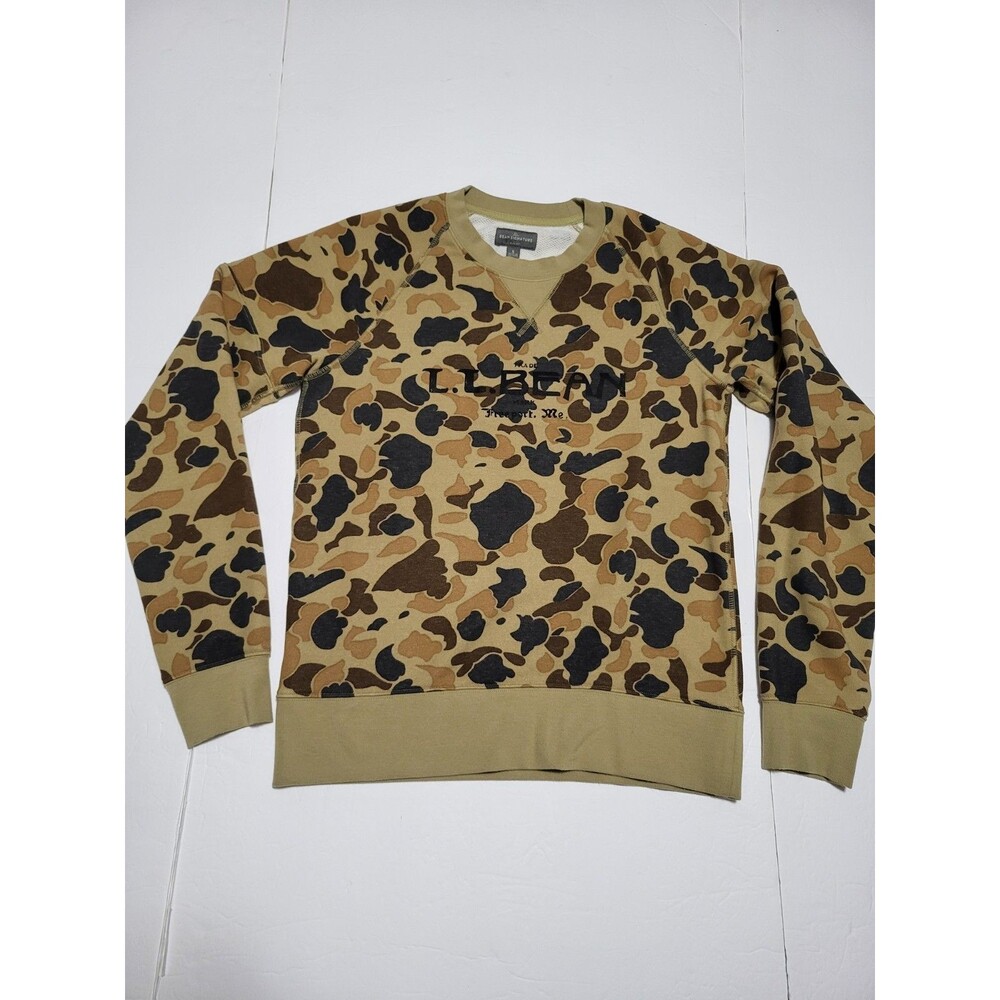 (#L8) LL Bean Signature Size S Slim Fit Duck Camo Henley Long Sleeve Pullover